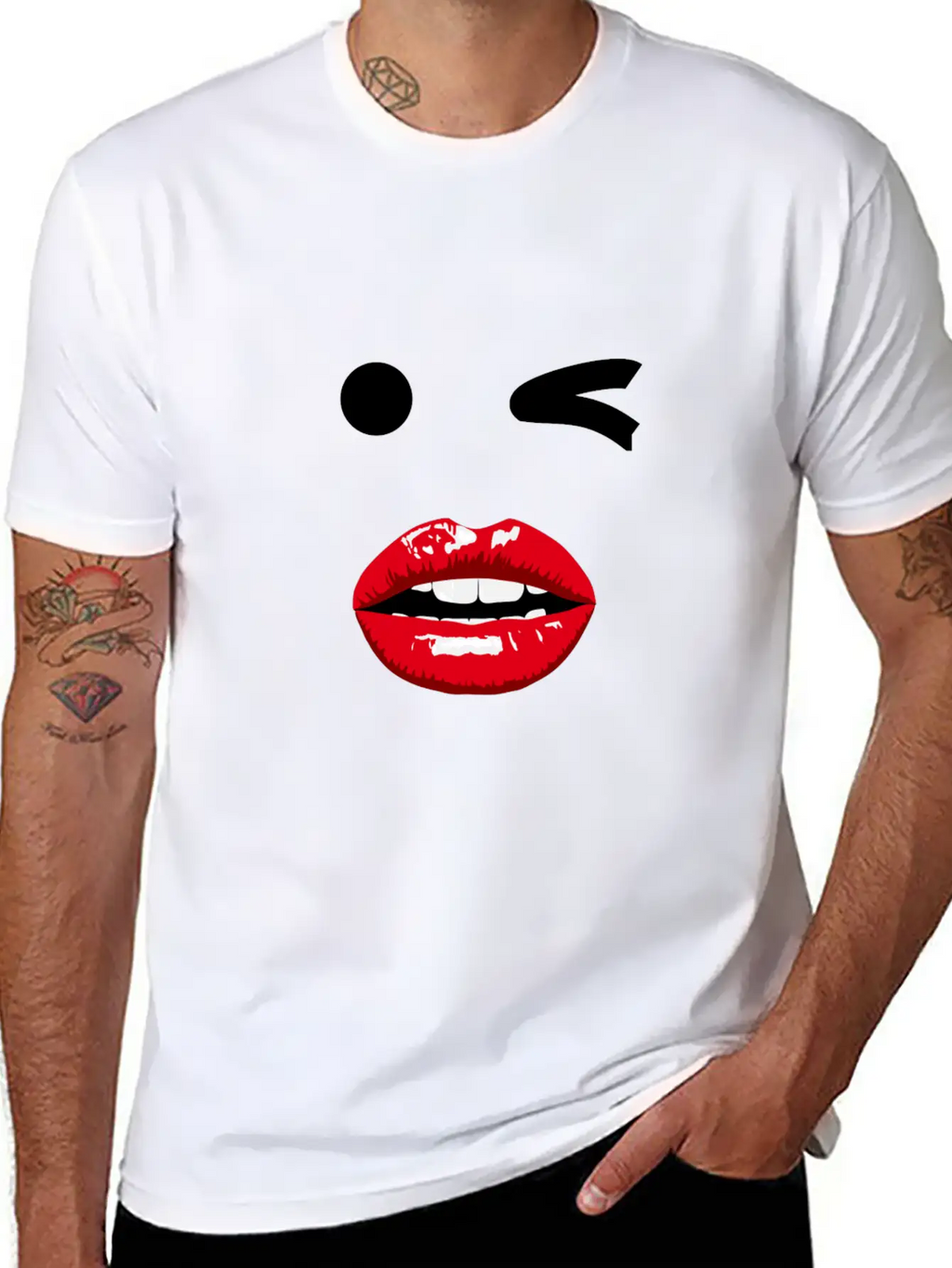 Wink Pop Art With Mouth Unisex Casual T-Shirt – Clean Design For Daily Comfort