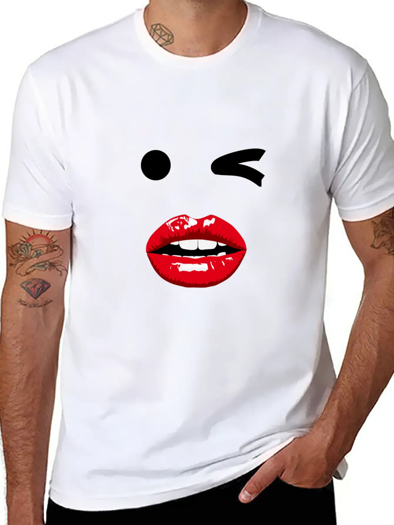 Wink Pop Art With Mouth Unisex Casual T-Shirt – Clean Design For Daily Comfort