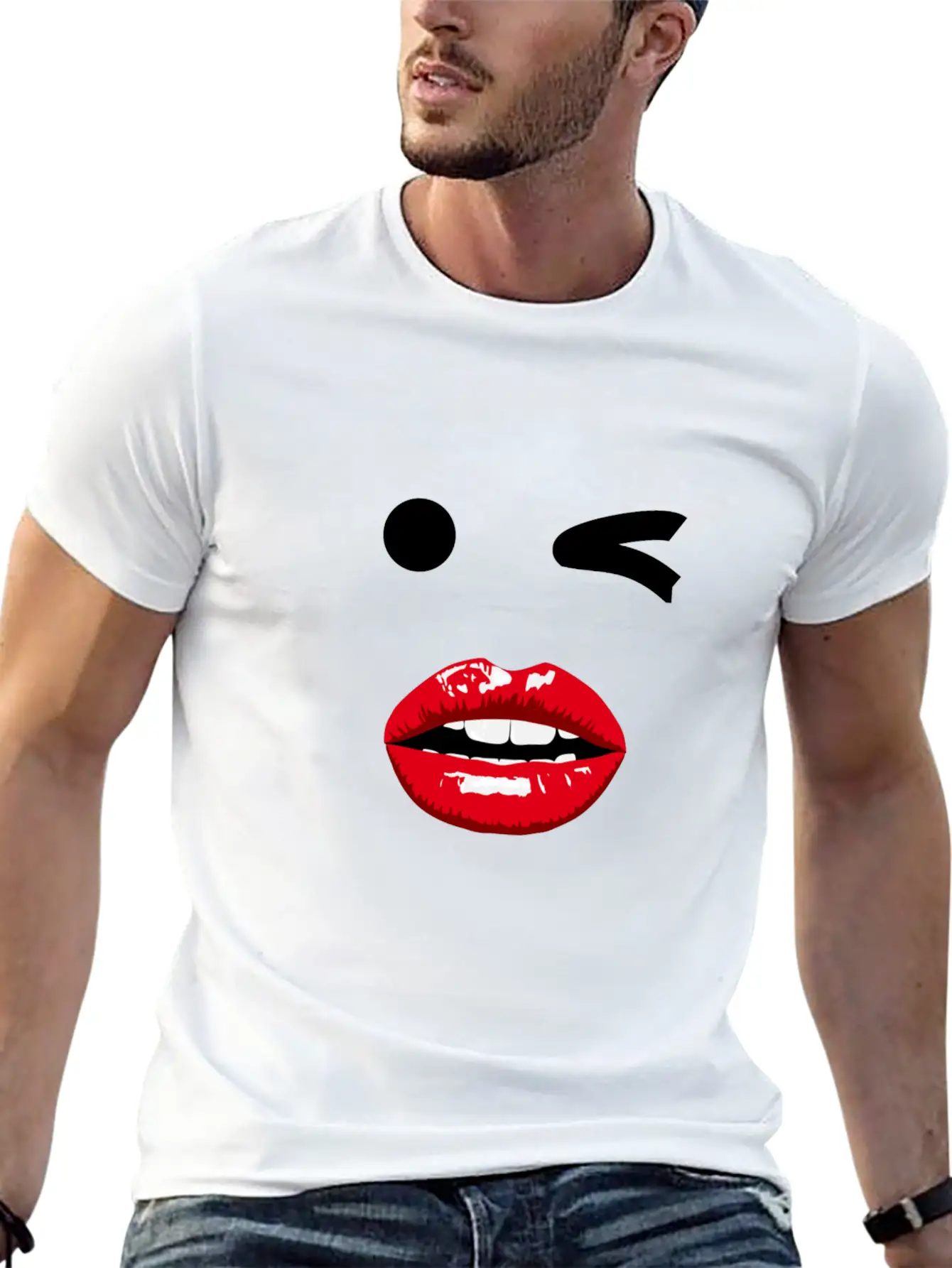 Wink Pop Art With Mouth Unisex Casual T-Shirt – Clean Design For Daily Comfort