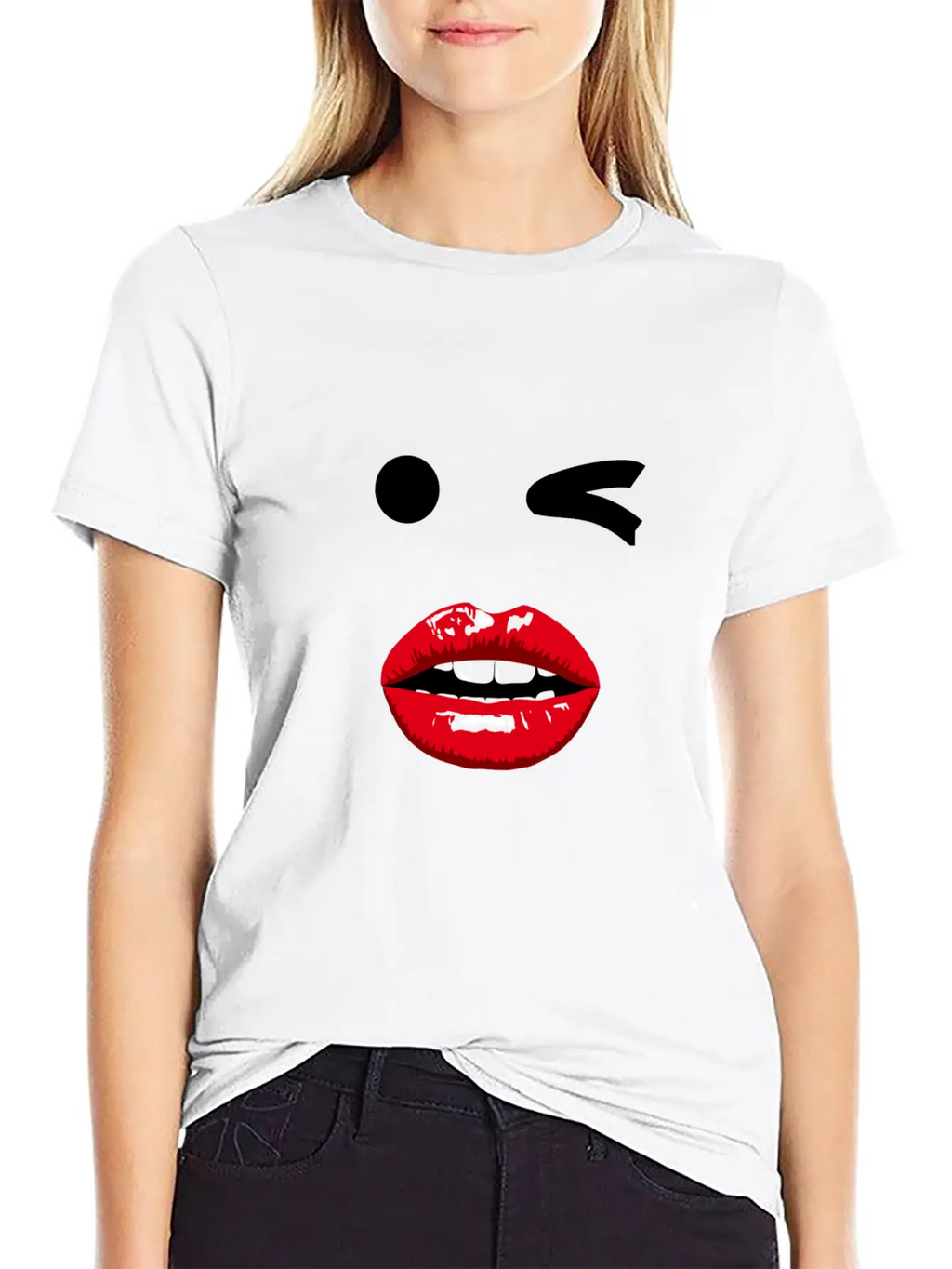Wink Pop Art With Mouth Unisex Casual T-Shirt – Clean Design For Daily Comfort