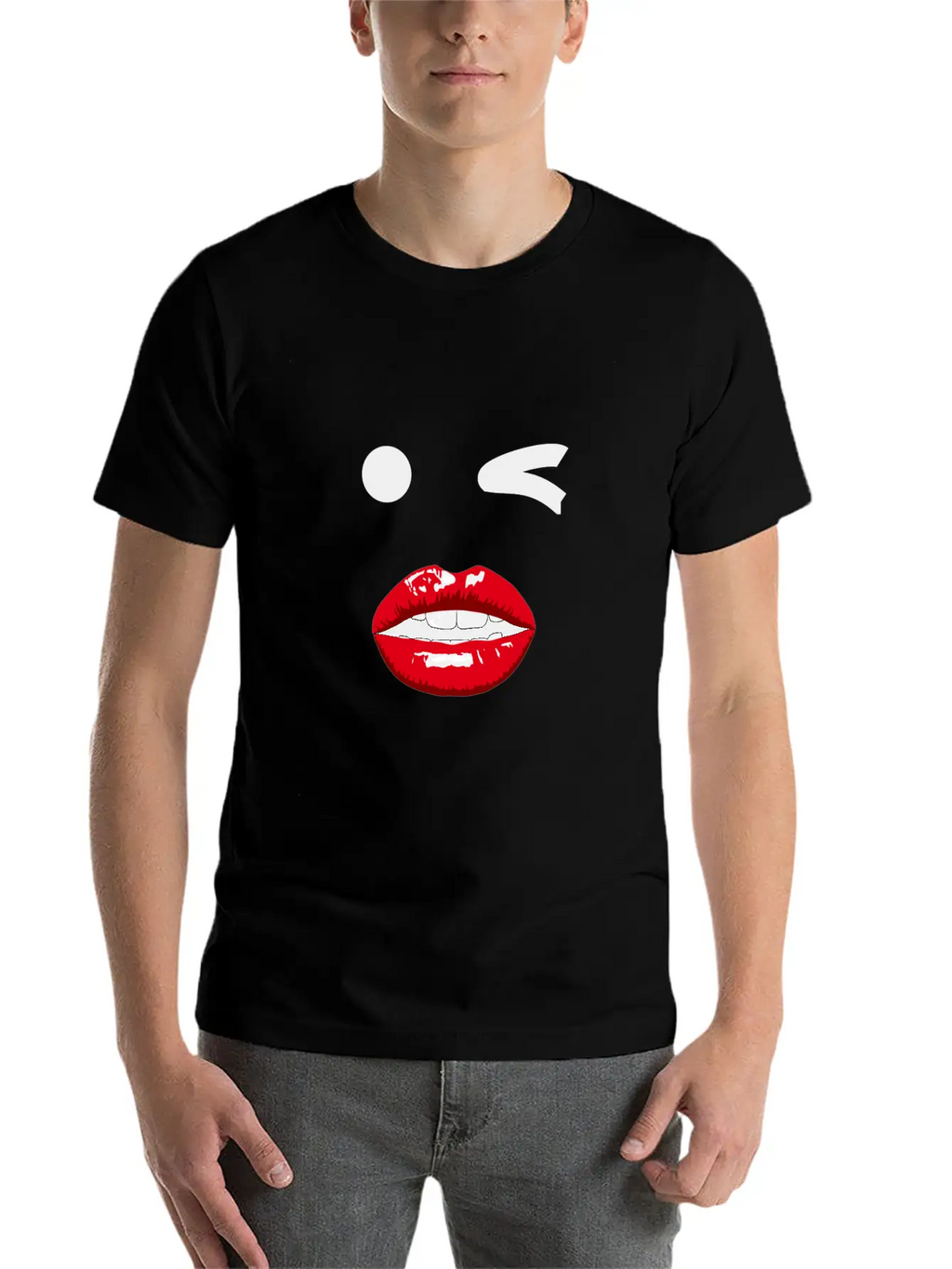 Wink Pop Art With Mouth Unisex Casual T-Shirt – Clean Design For Daily Comfort