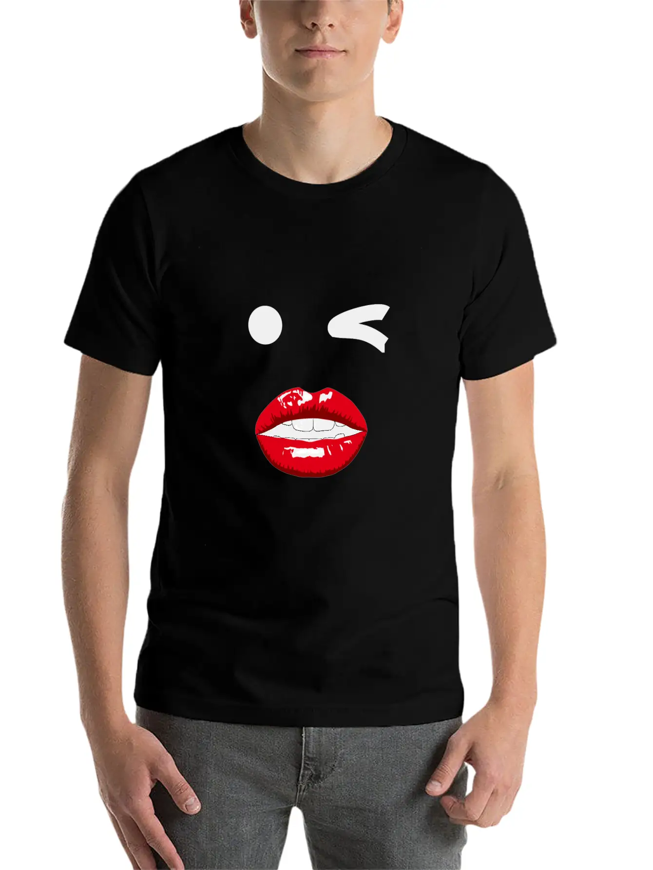 Wink Pop Art With Mouth Unisex Casual T-Shirt – Clean Design For Daily Comfort