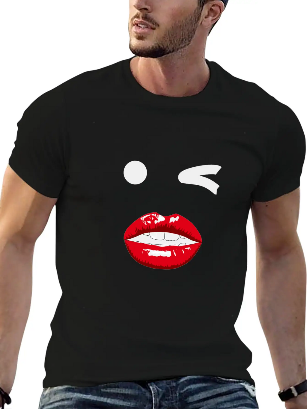 Wink Pop Art With Mouth Unisex Casual T-Shirt – Clean Design For Daily Comfort