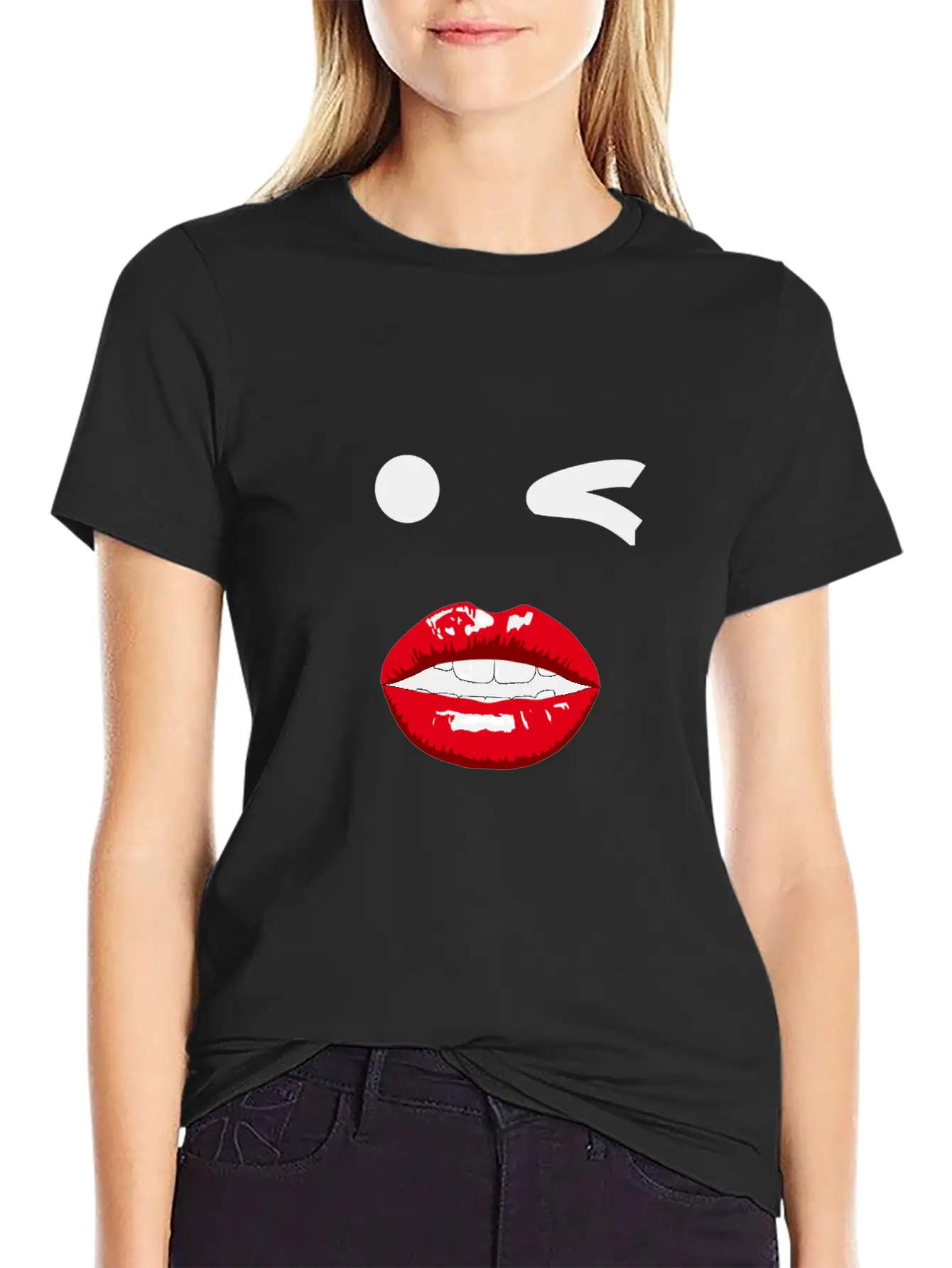 Wink Pop Art With Mouth Unisex Casual T-Shirt – Clean Design For Daily Comfort