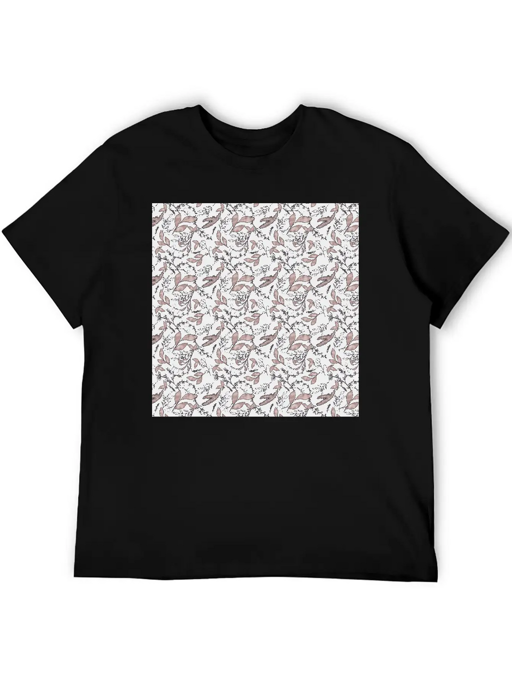 Winter Botanical Rose Gold Black Pattern Stylish Everyday T-Shirt – Unisex Basic Cotton Tee