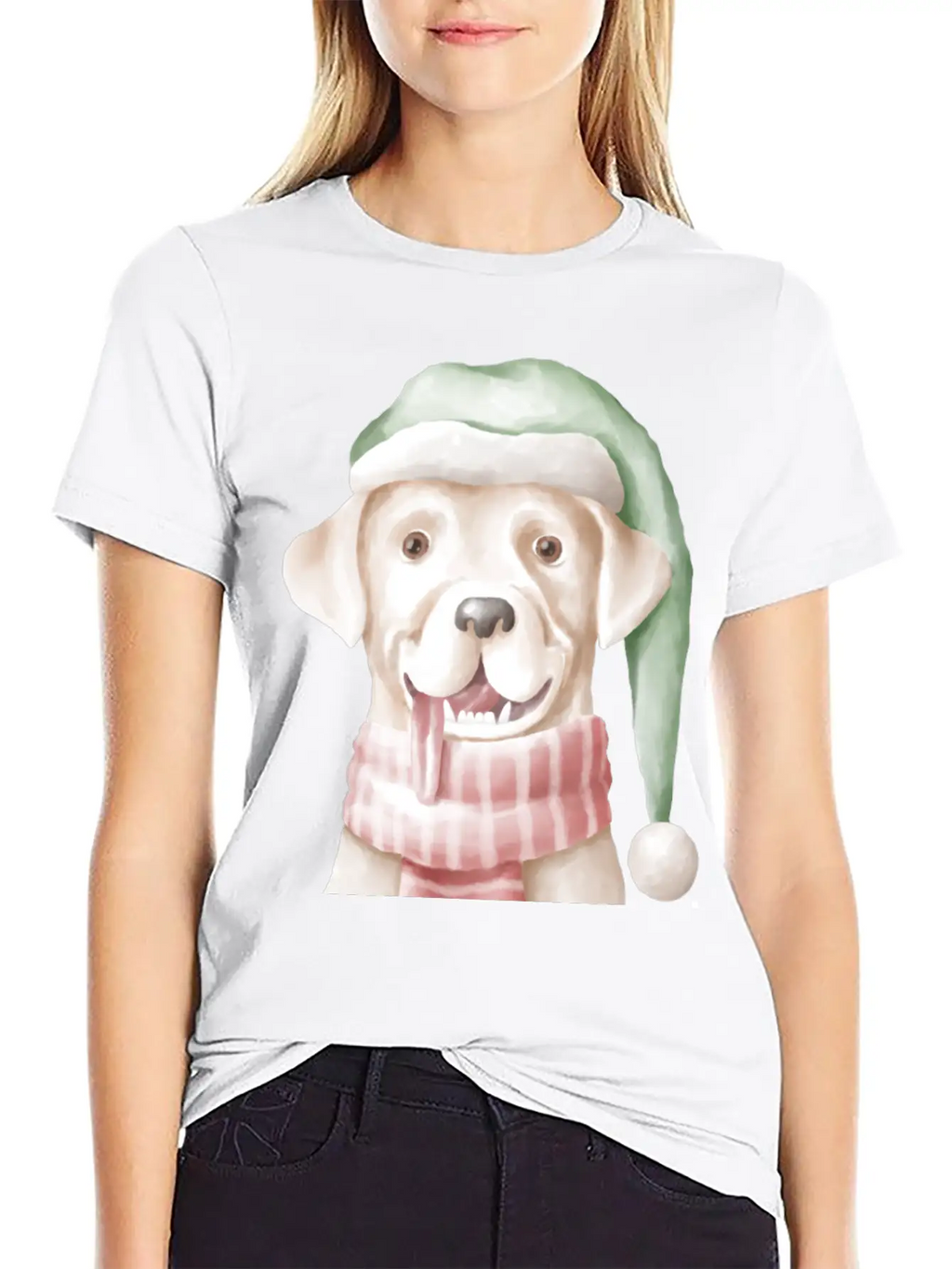 Winter Dog With Scarf And Funny Winter Clothes Casual Graphic T-Shirt – Simple And Comfortable Daily Wear