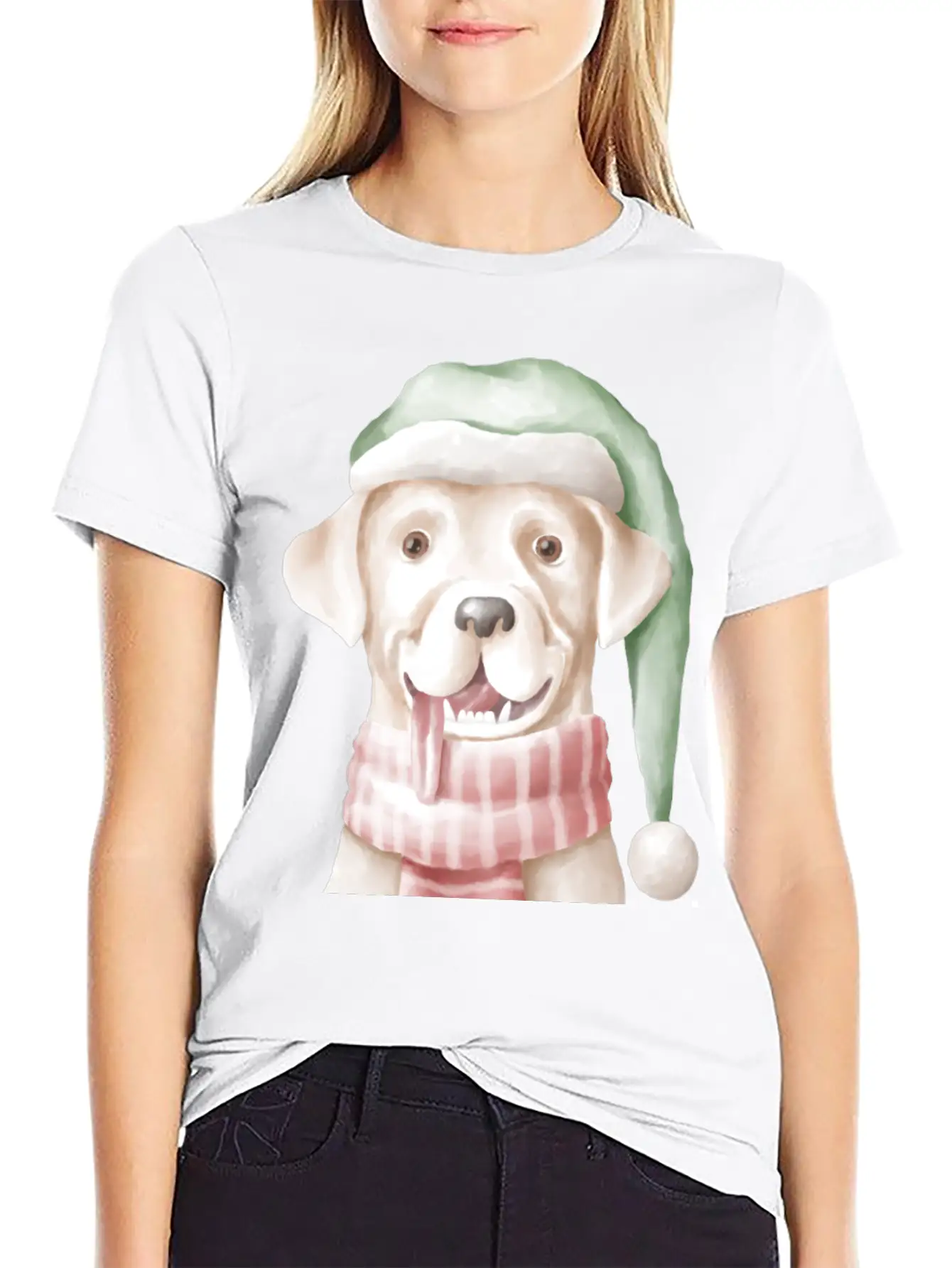 Winter Dog With Scarf And Funny Winter Clothes Casual Graphic T-Shirt – Simple And Comfortable Daily Wear