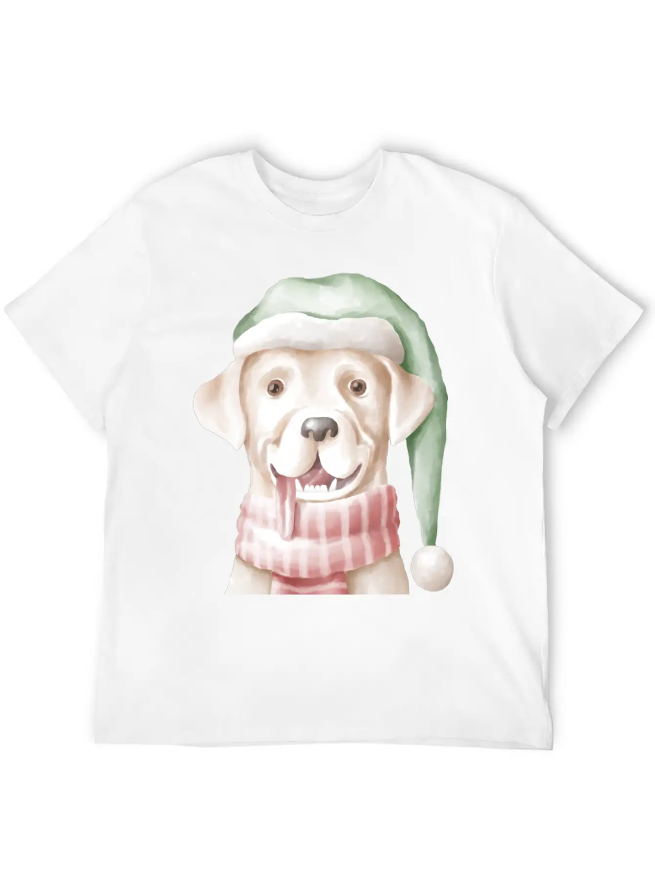 Winter Dog With Scarf And Funny Winter Clothes Casual Graphic T-Shirt – Simple And Comfortable Daily Wear