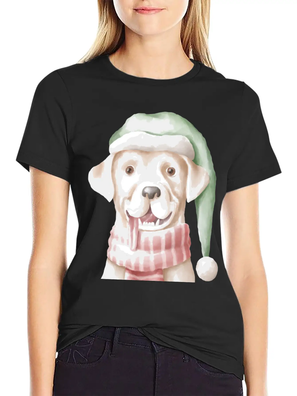 Winter Dog With Scarf And Funny Winter Clothes Casual Graphic T-Shirt – Simple And Comfortable Daily Wear