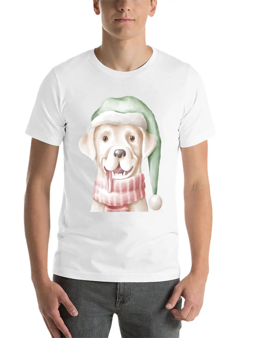 Winter Dog With Scarf And Funny Winter Clothes Casual Graphic T-Shirt – Simple And Comfortable Daily Wear