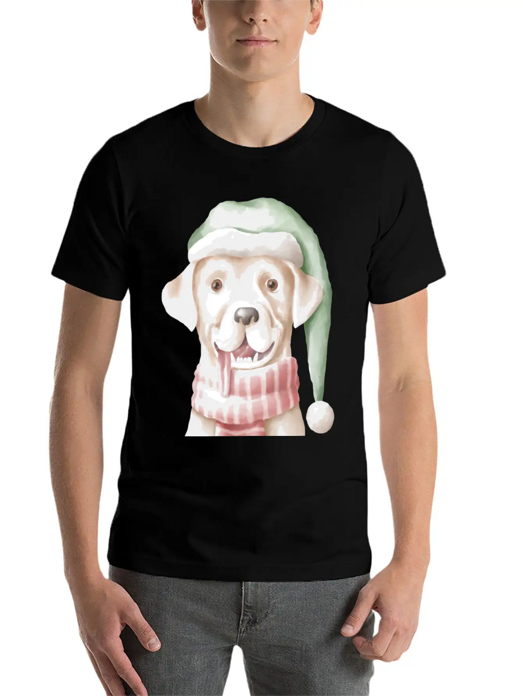 Winter Dog With Scarf And Funny Winter Clothes Casual Graphic T-Shirt – Simple And Comfortable Daily Wear
