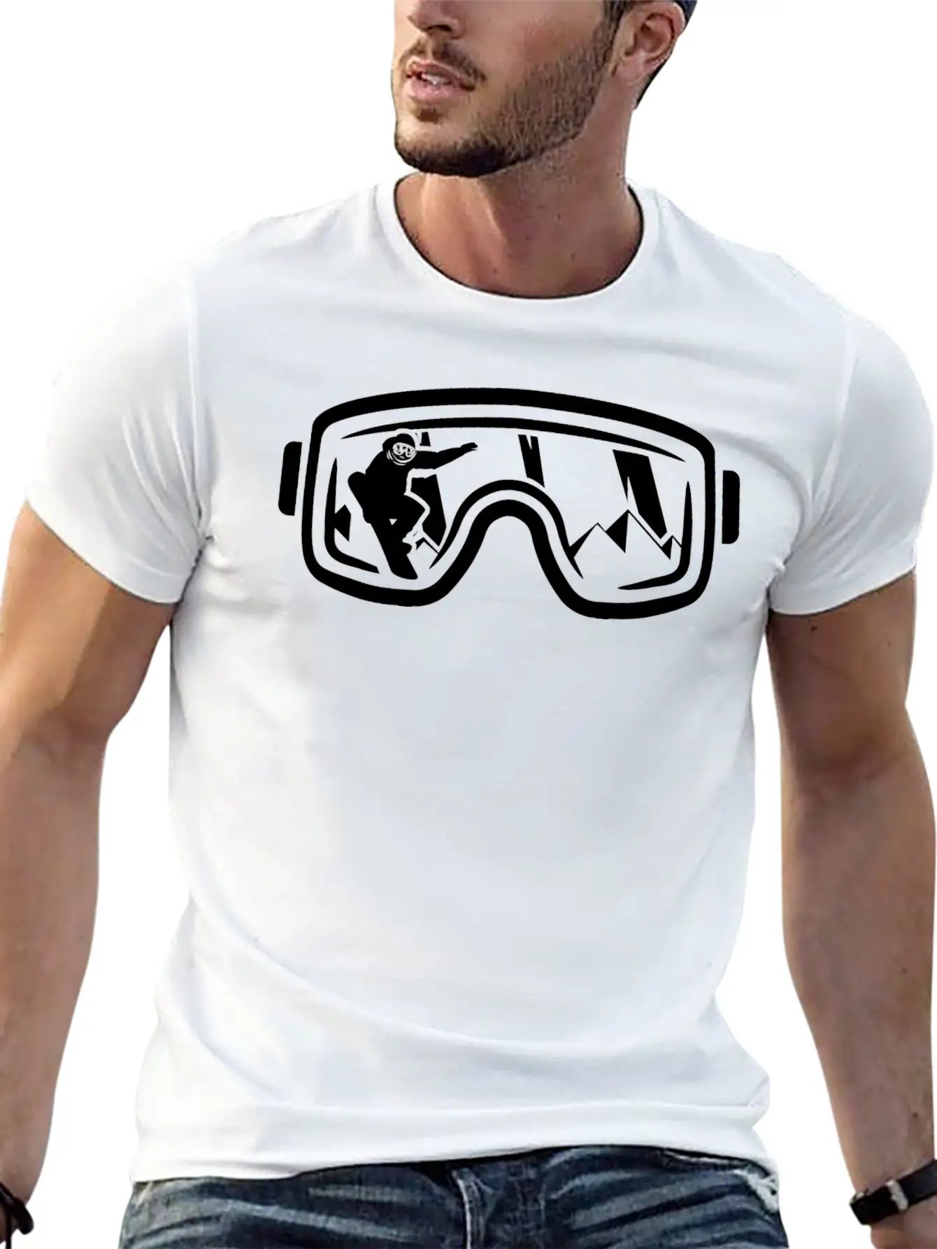 Winter Magic On The Snowboard: Silhouette Classic Fit Graphic Tee For Daily Comfort – Unisex Cotton Shirt