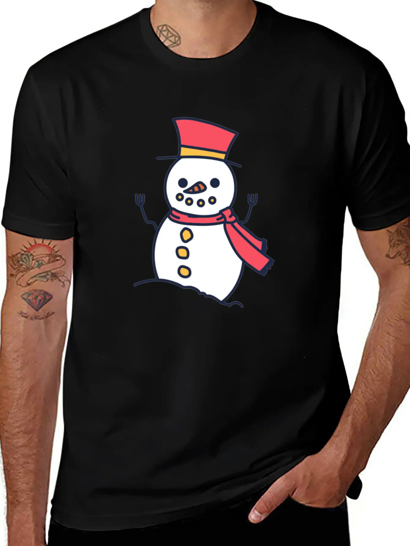 Winter Snowman With Scarf Unisex Casual T-Shirt – Clean Design For Daily Comfort