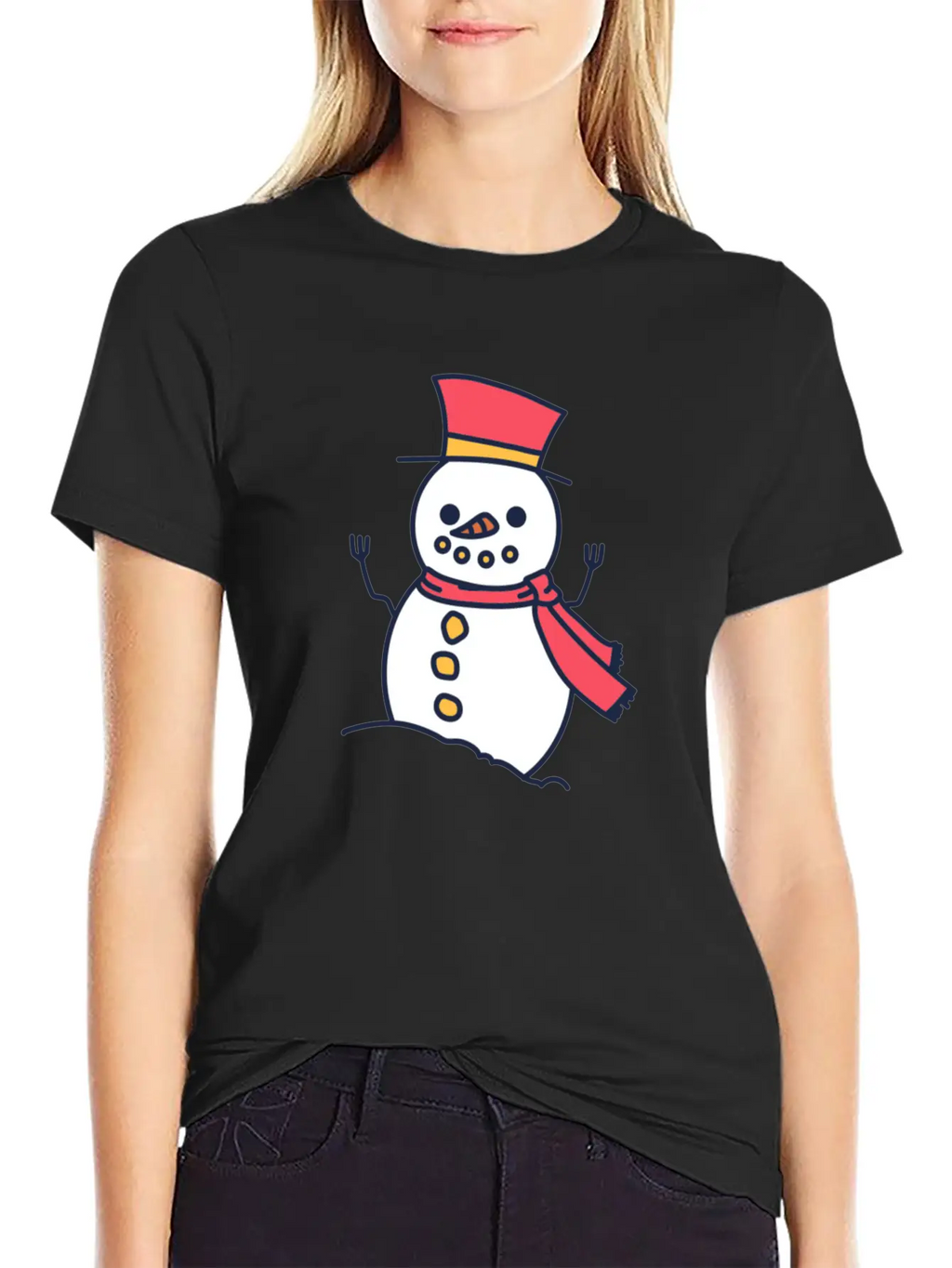 Winter Snowman With Scarf Unisex Casual T-Shirt – Clean Design For Daily Comfort