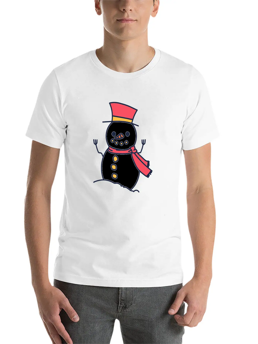 Winter Snowman With Scarf Unisex Casual T-Shirt – Clean Design For Daily Comfort