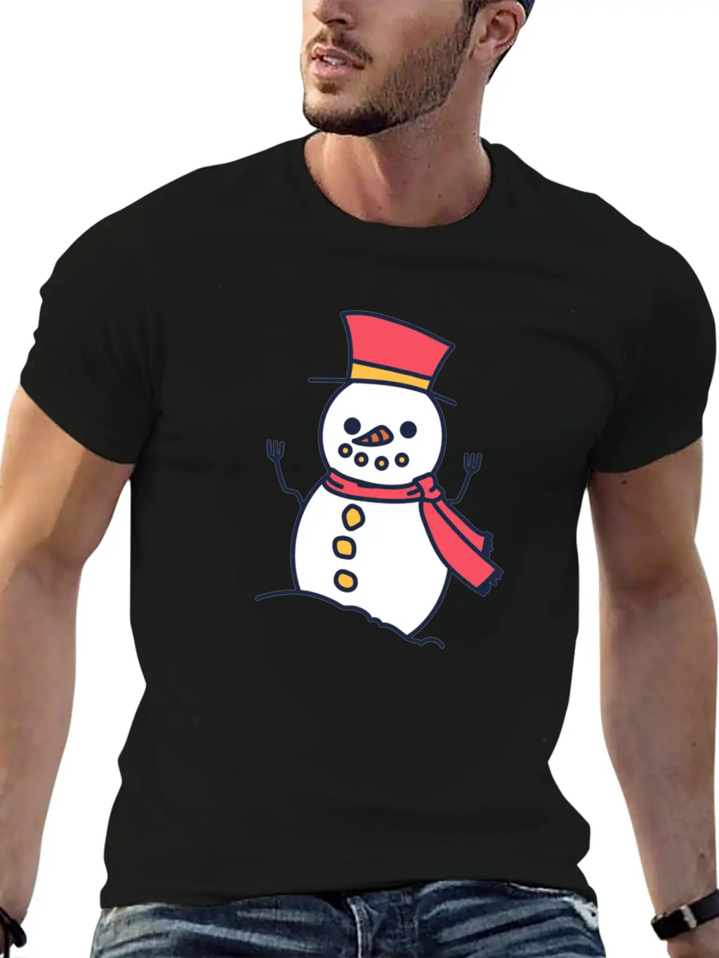 Winter Snowman With Scarf Unisex Casual T-Shirt – Clean Design For Daily Comfort