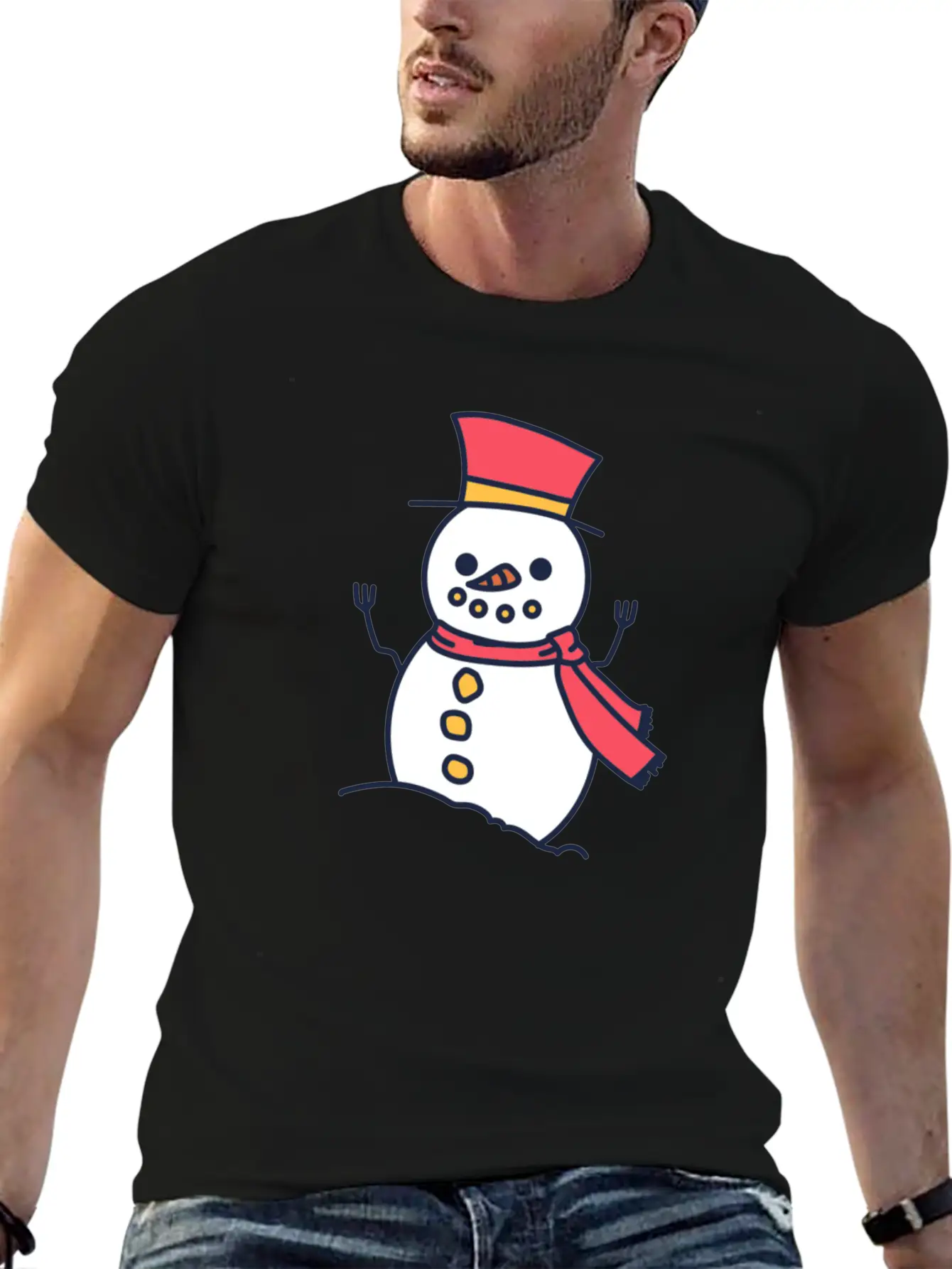 Winter Snowman With Scarf Unisex Casual T-Shirt – Clean Design For Daily Comfort