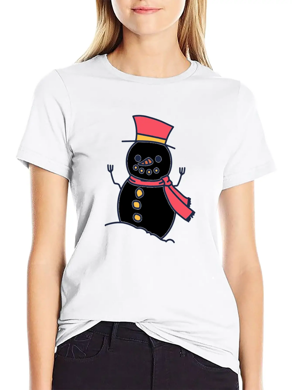 Winter Snowman With Scarf Unisex Casual T-Shirt – Clean Design For Daily Comfort