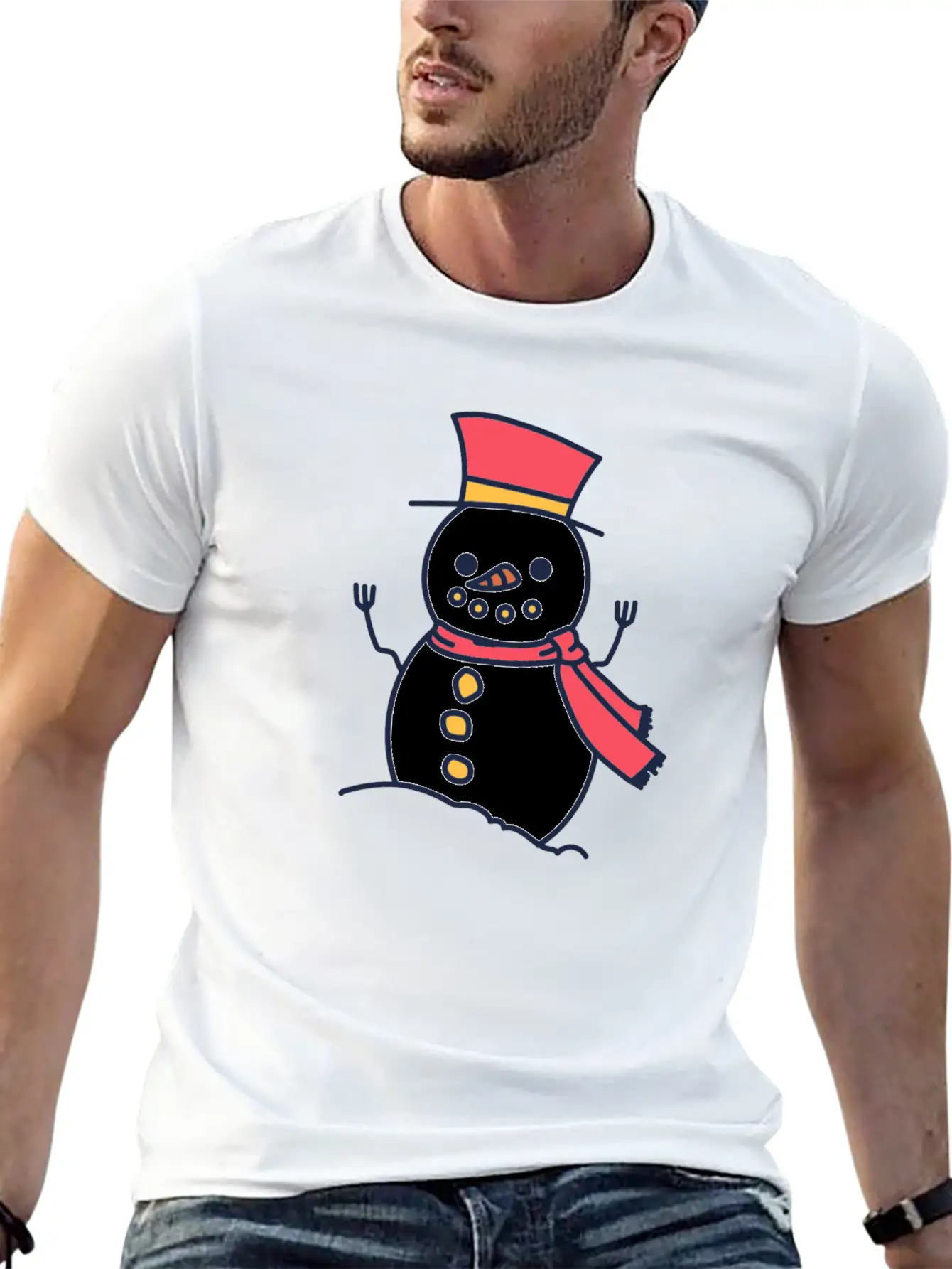 Winter Snowman With Scarf Unisex Casual T-Shirt – Clean Design For Daily Comfort