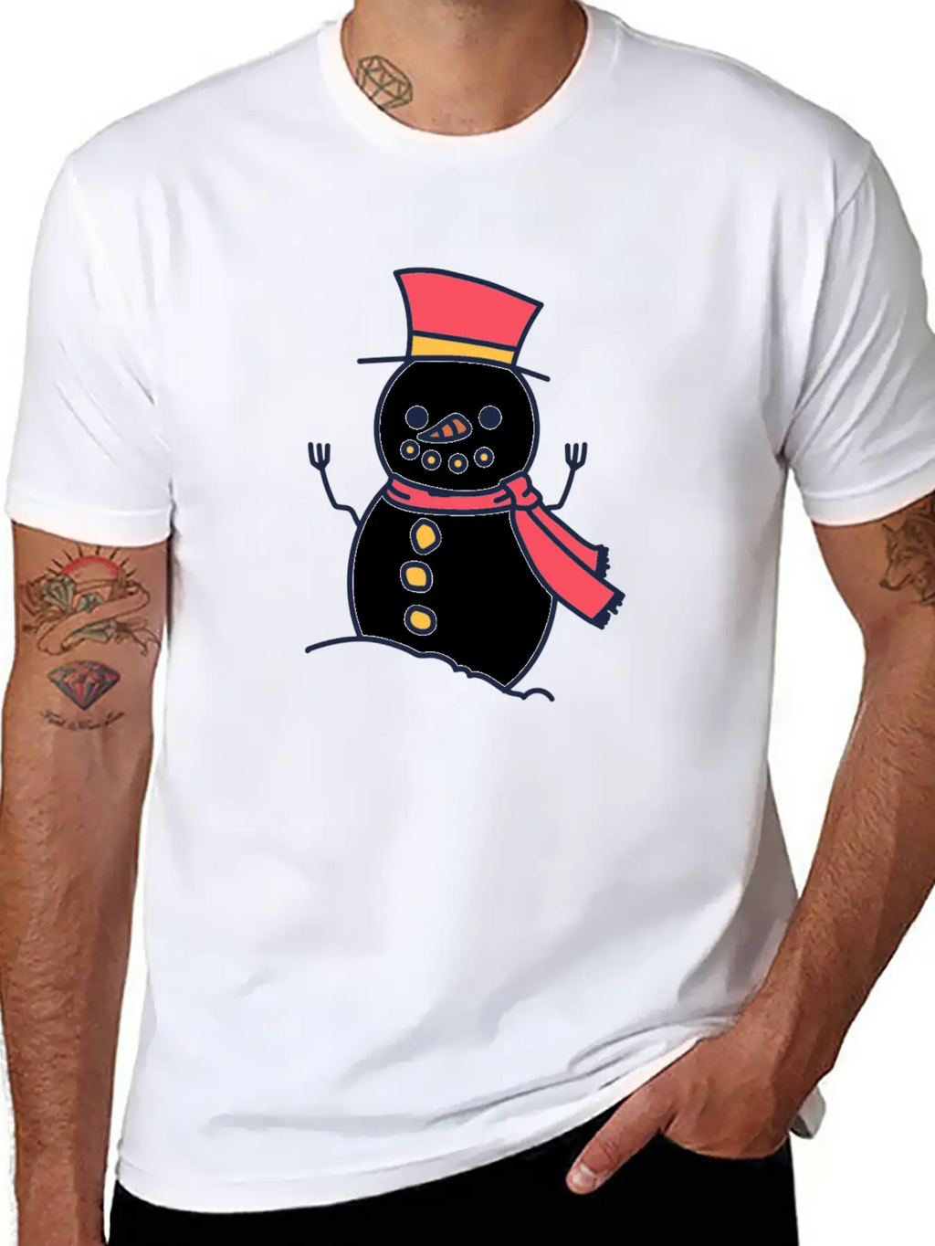 Winter Snowman With Scarf Unisex Casual T-Shirt – Clean Design For Daily Comfort