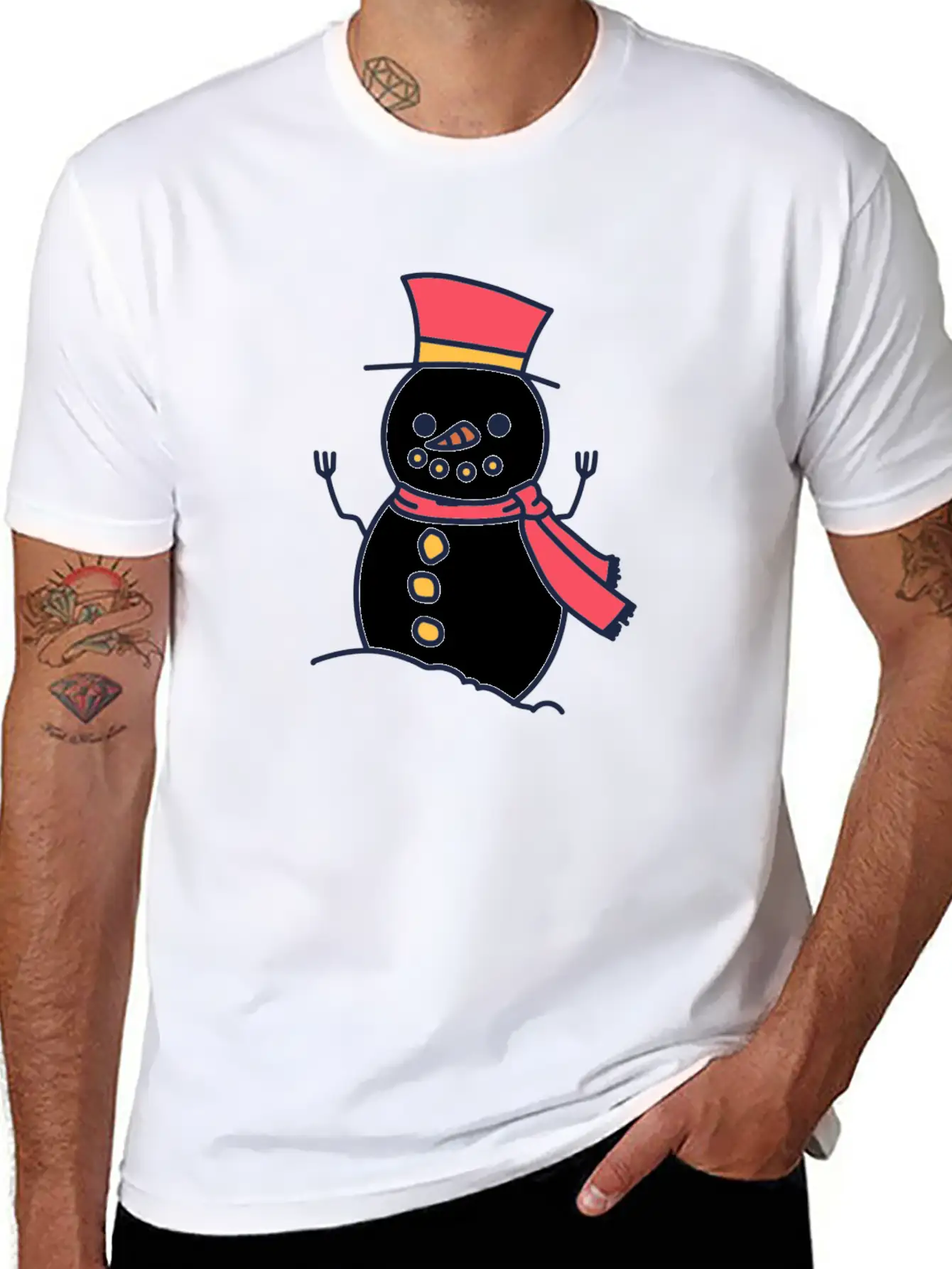 Winter Snowman With Scarf Unisex Casual T-Shirt – Clean Design For Daily Comfort