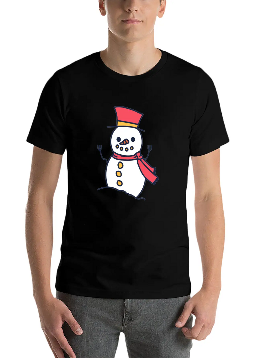 Winter Snowman With Scarf Unisex Casual T-Shirt – Clean Design For Daily Comfort
