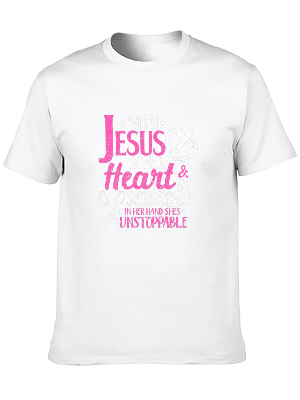 With Jesus In Her Heart & Scissors Hairstylist Breathable Soft Cotton T-Shirt – Timeless Casual Look