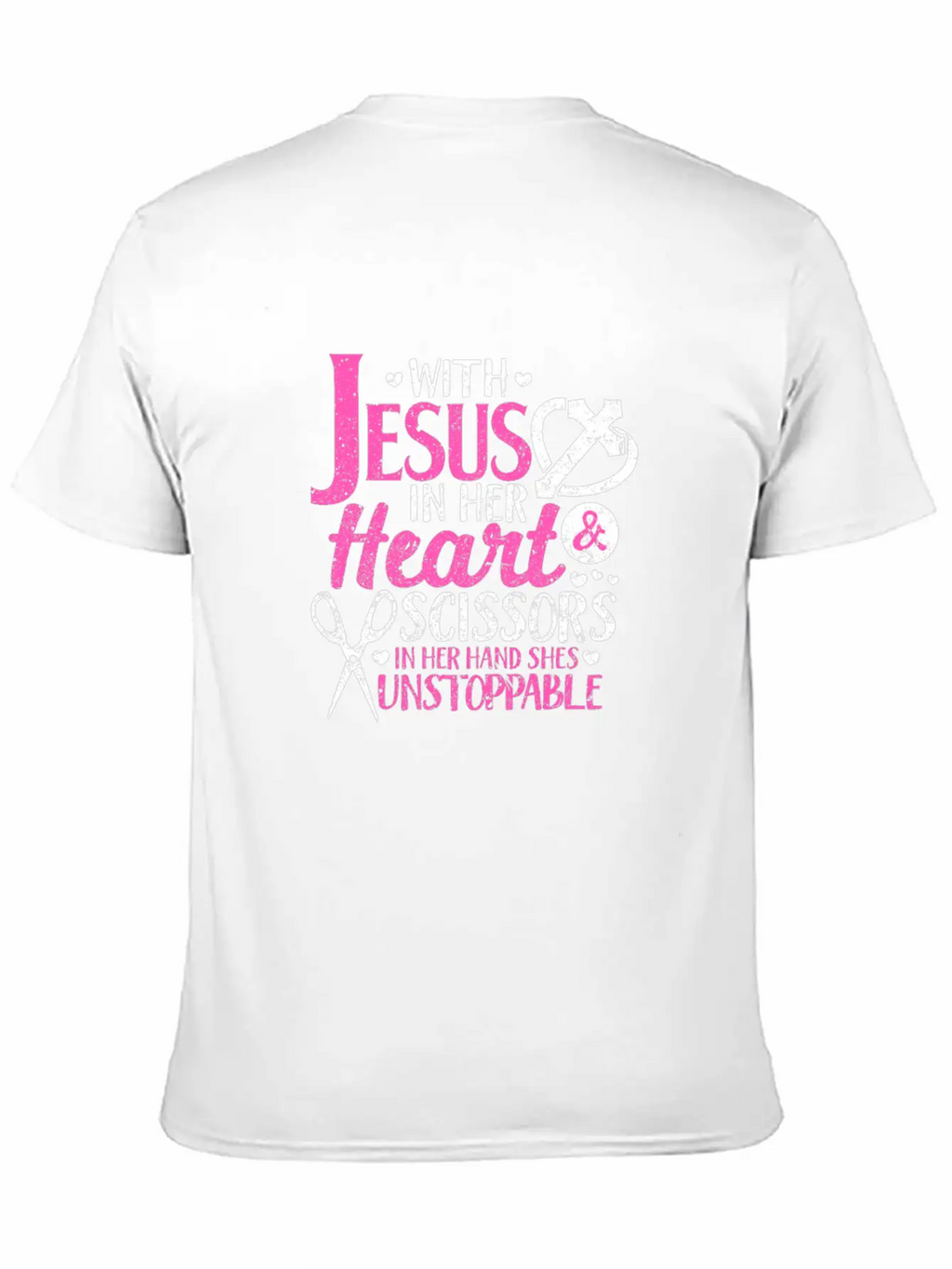 With Jesus In Her Heart & Scissors Hairstylist Breathable Soft Cotton T-Shirt – Timeless Casual Look