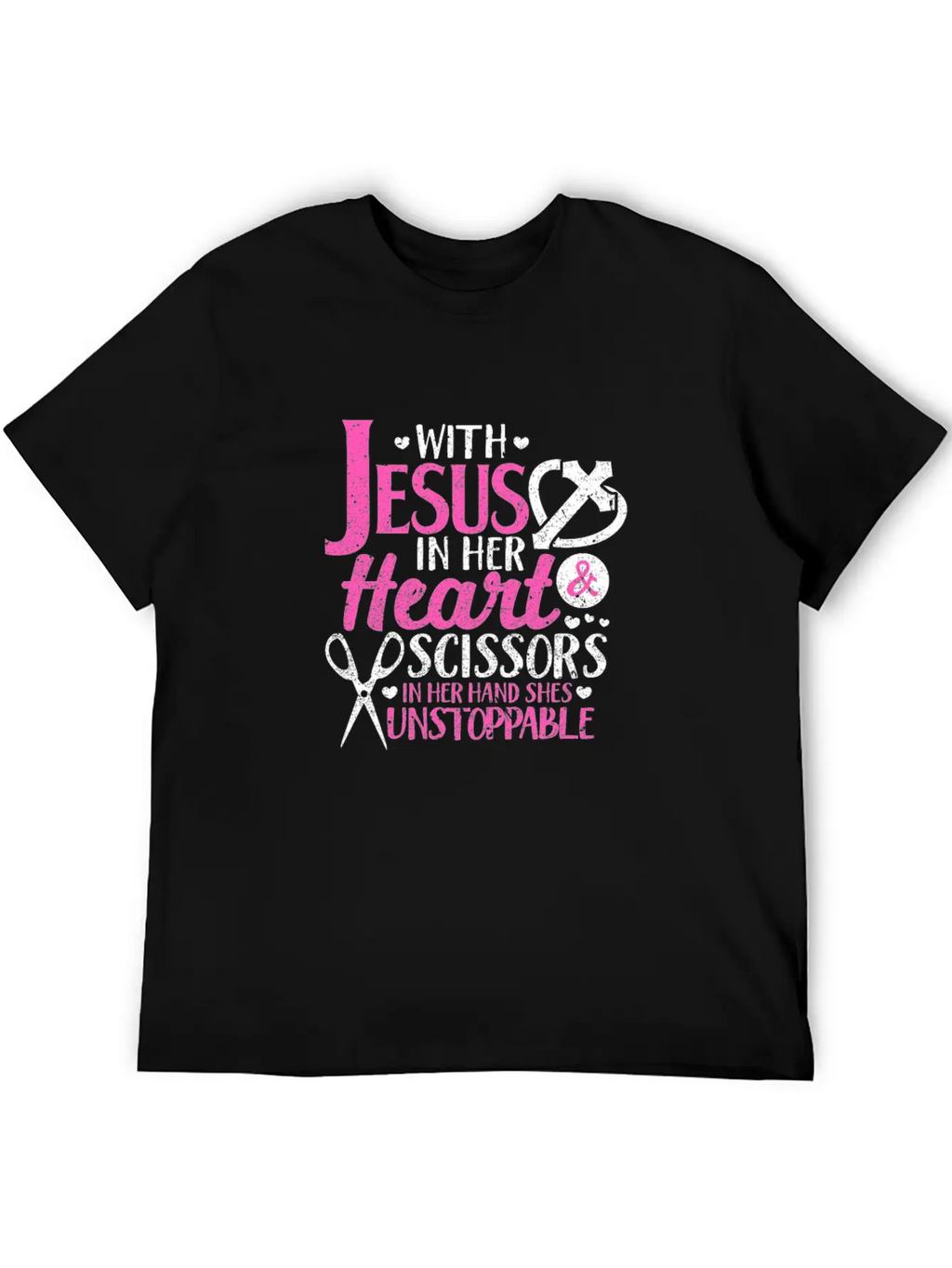 With Jesus In Her Heart & Scissors Hairstylist Breathable Soft Cotton T-Shirt – Timeless Casual Look
