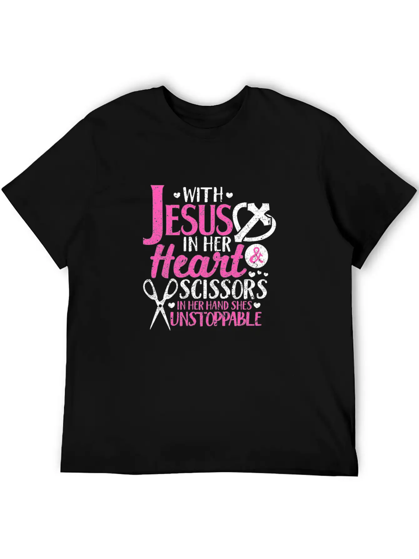 With Jesus In Her Heart & Scissors Hairstylist Breathable Soft Cotton T-Shirt – Timeless Casual Look