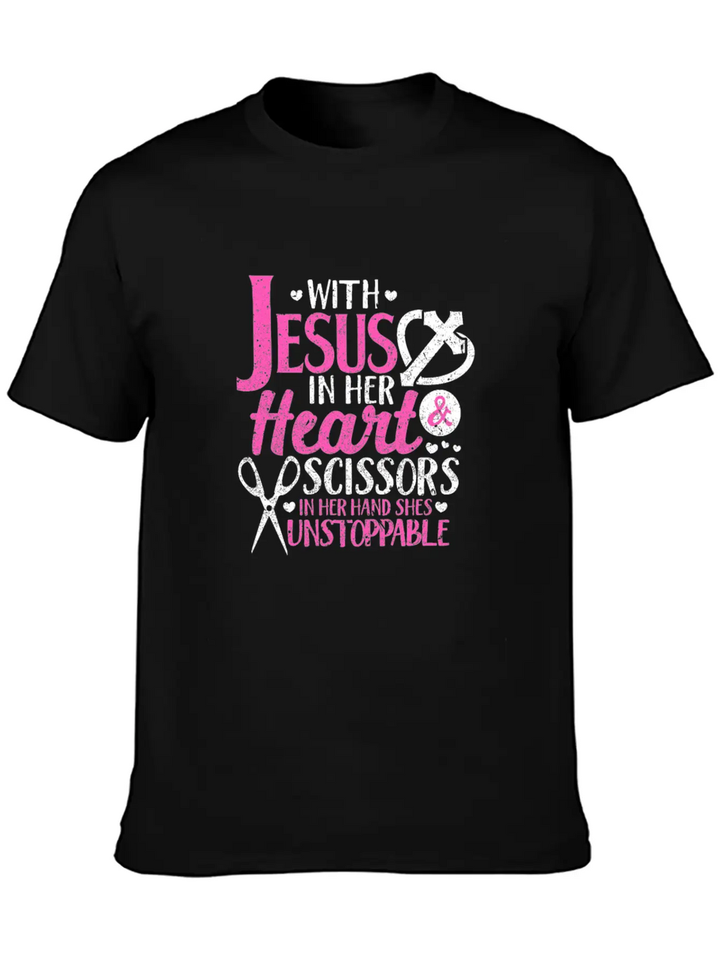 With Jesus In Her Heart & Scissors Hairstylist Breathable Soft Cotton T-Shirt – Timeless Casual Look