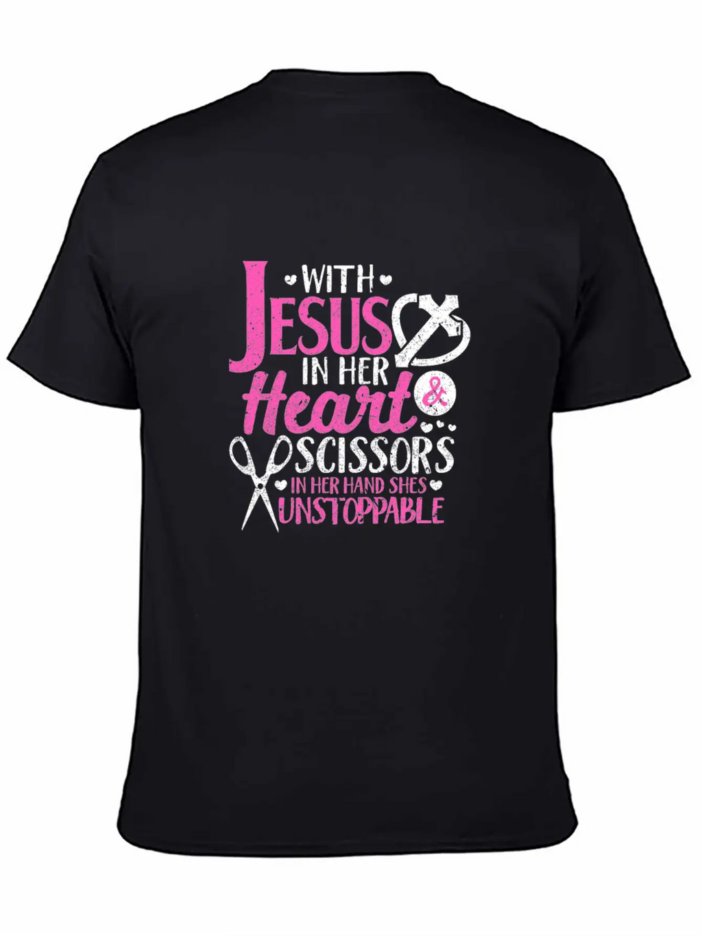 With Jesus In Her Heart & Scissors Hairstylist Breathable Soft Cotton T-Shirt – Timeless Casual Look