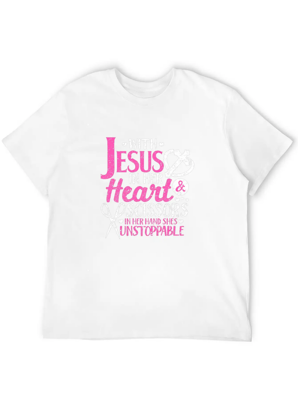 With Jesus In Her Heart & Scissors Hairstylist Breathable Soft Cotton T-Shirt – Timeless Casual Look