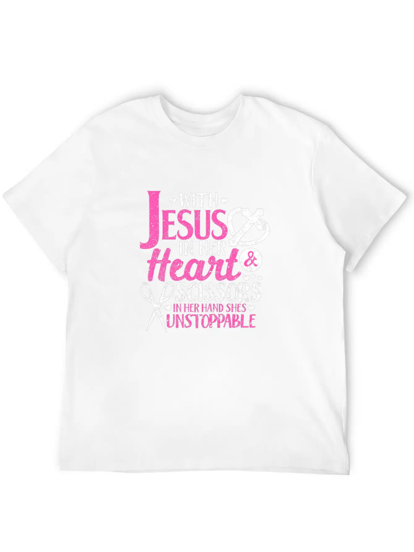 With Jesus In Her Heart & Scissors Hairstylist Breathable Soft Cotton T-Shirt – Timeless Casual Look