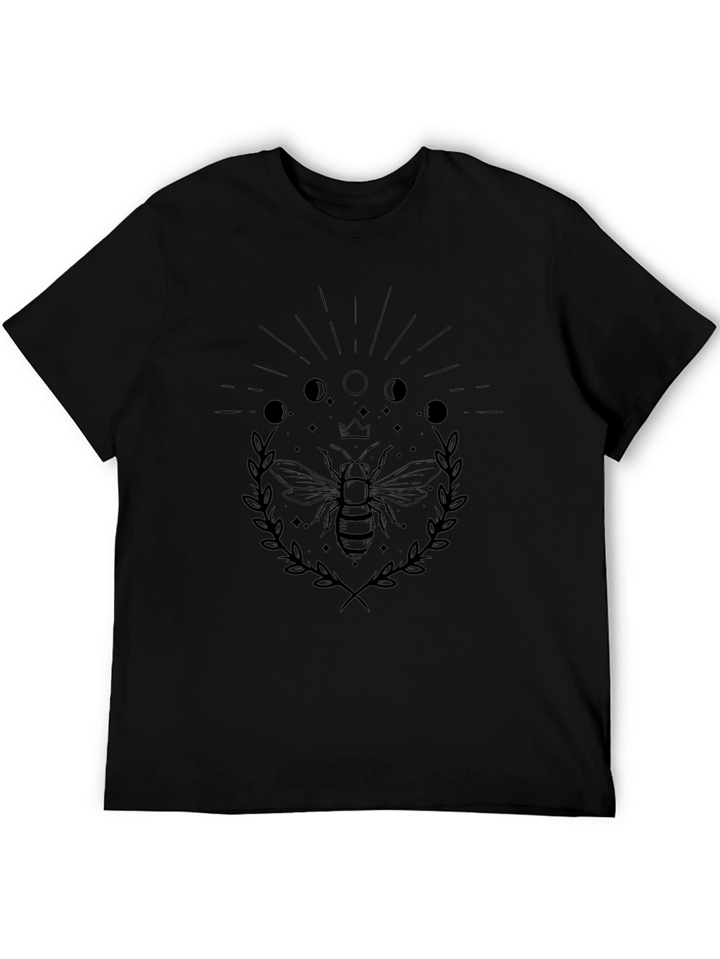Bee & Moon Phases Graphic Tee - Black