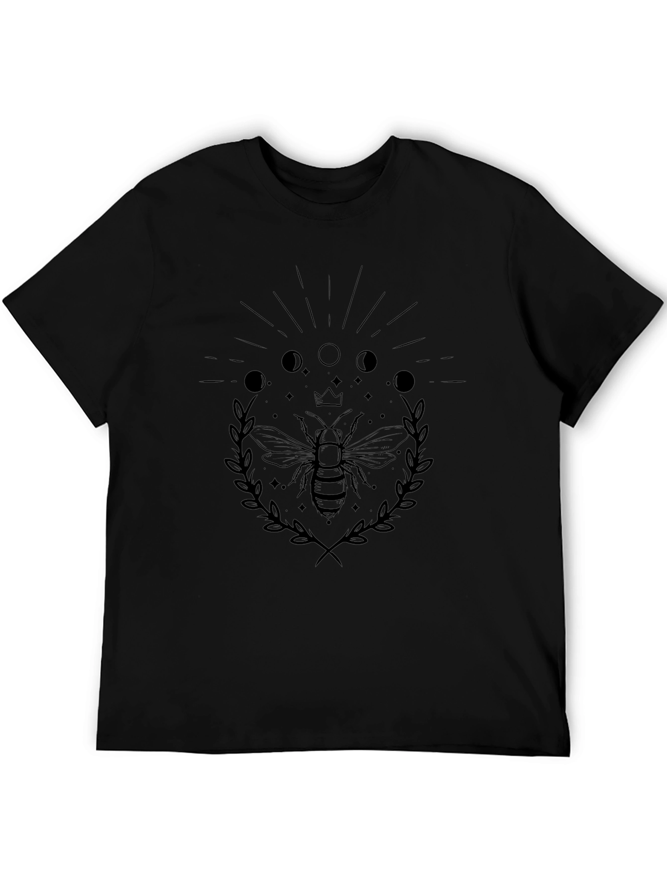 Bee & Moon Phases Graphic Tee - Black