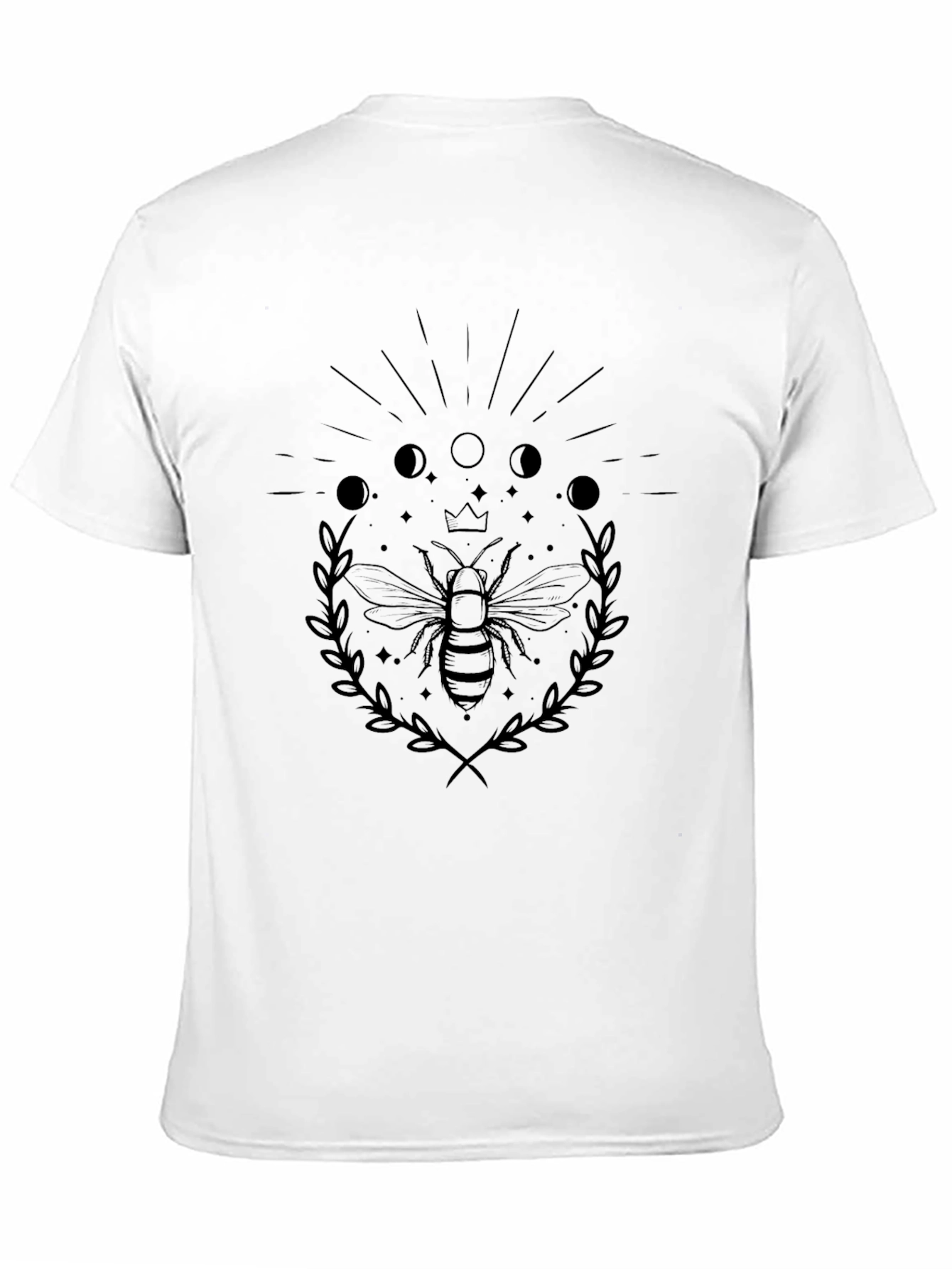 Bee & Moon Phases Graphic Tee - Black