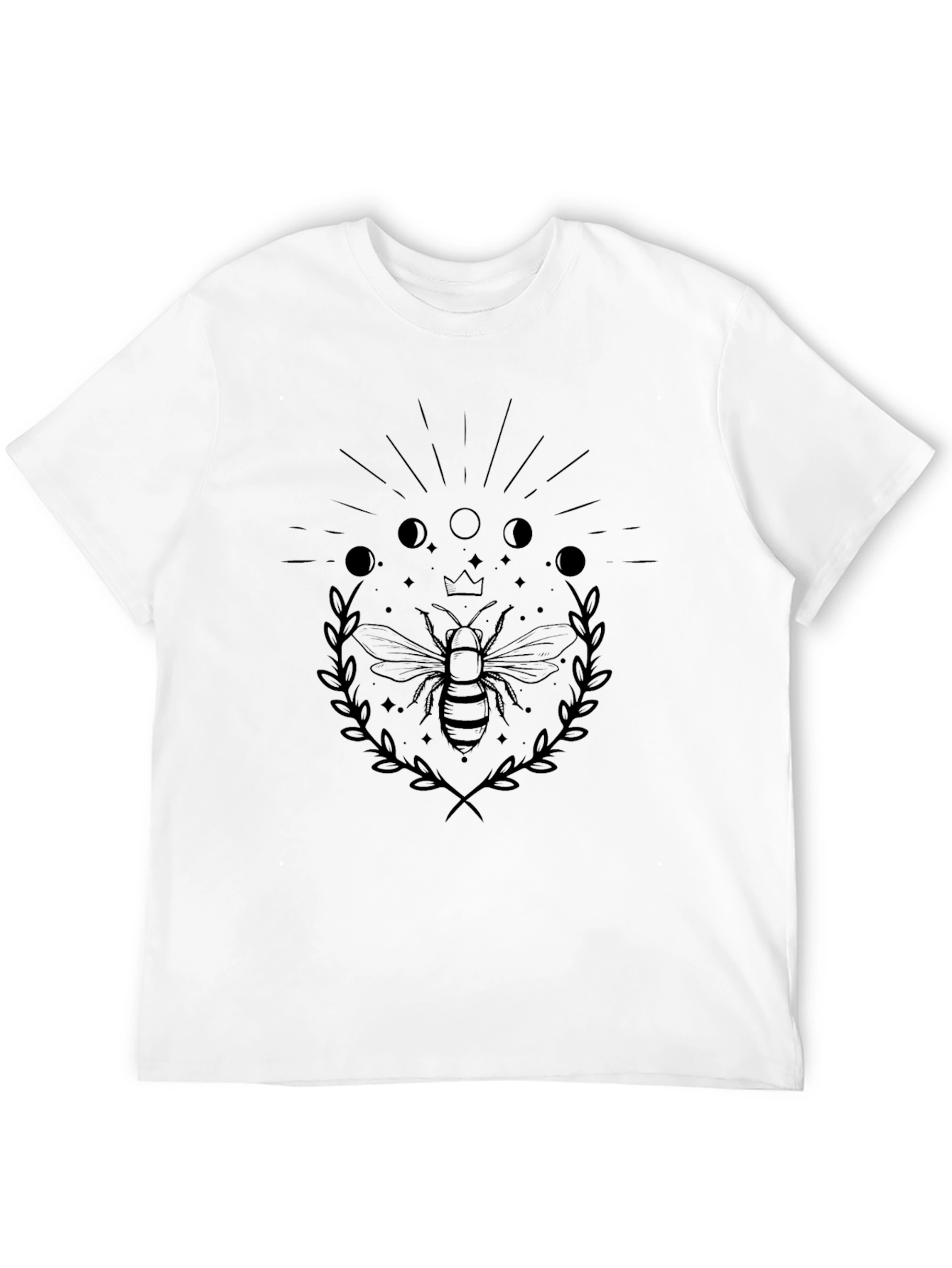 Bee & Moon Phases Graphic Tee - Black