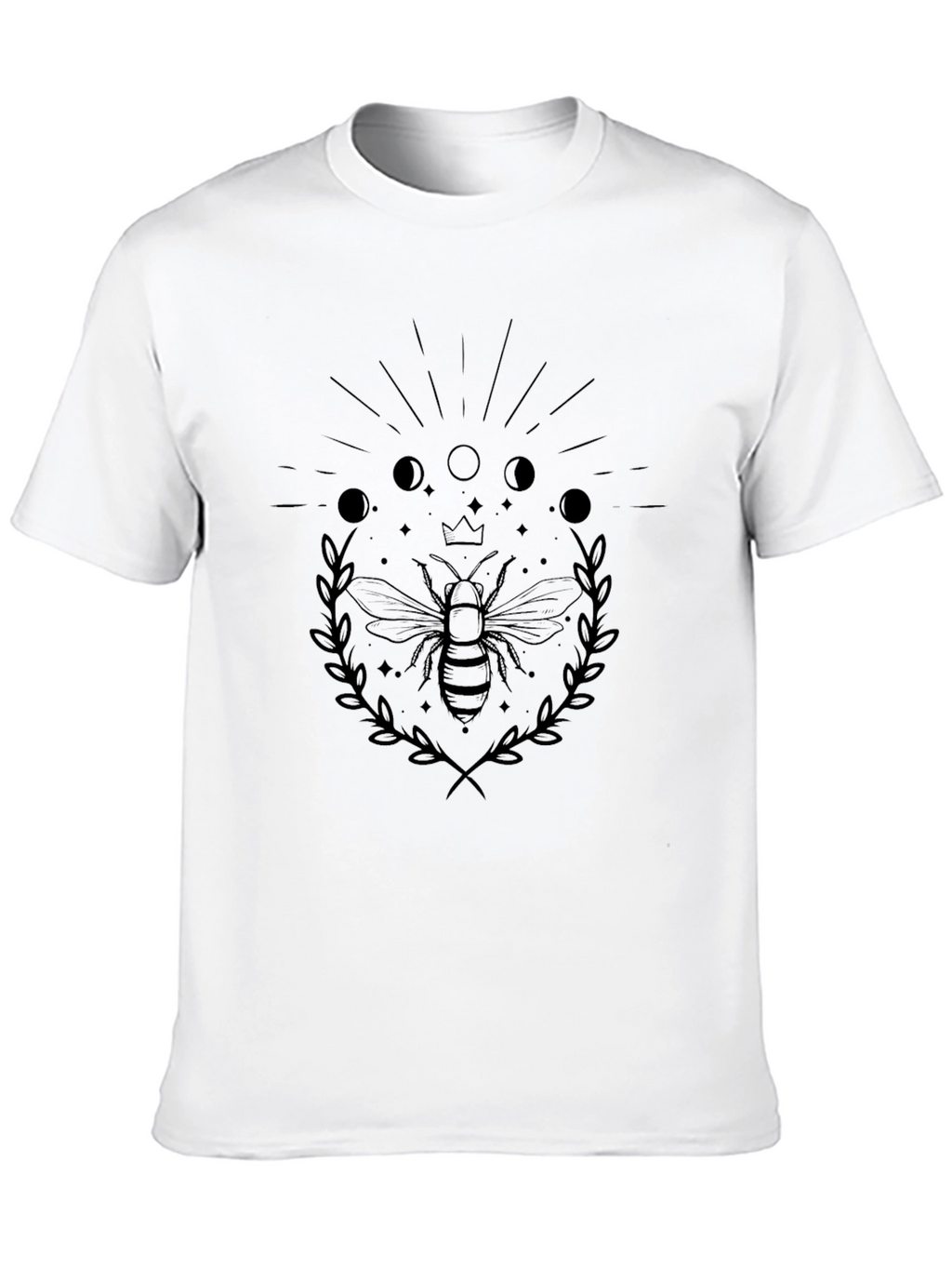 Bee & Moon Phases Graphic Tee - Black