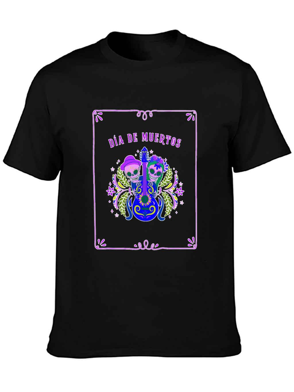 Día de Muertos T-Shirt - Skull Guitar Graphic Tee