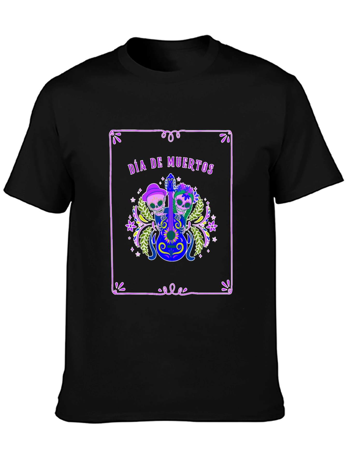 Día de Muertos T-Shirt - Skull Guitar Graphic Tee