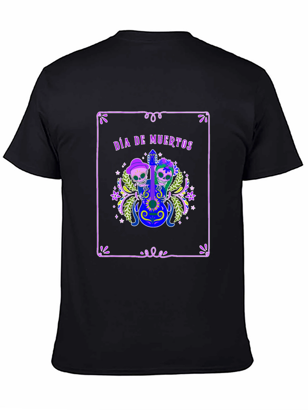 Día de Muertos T-Shirt - Skull Guitar Graphic Tee