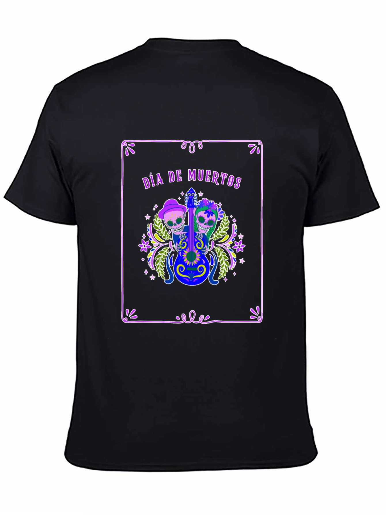 Día de Muertos T-Shirt - Skull Guitar Graphic Tee