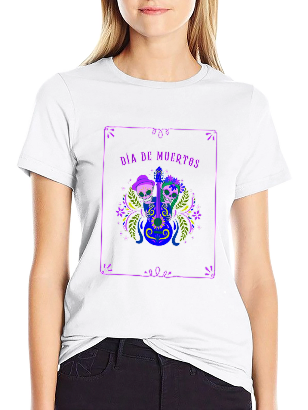 Día de Muertos T-Shirt - Skull Guitar Graphic Tee