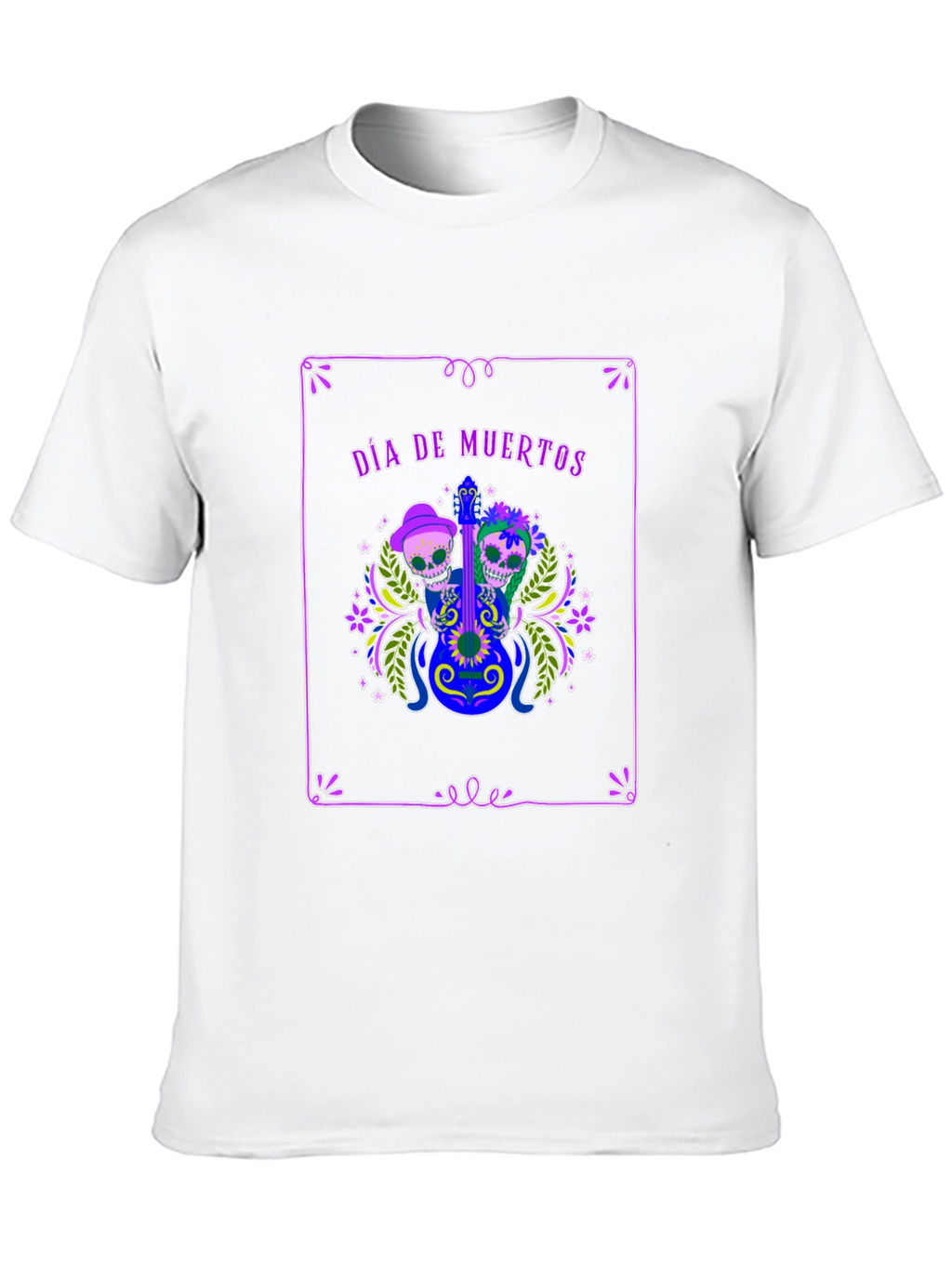 Día de Muertos T-Shirt - Skull Guitar Graphic Tee