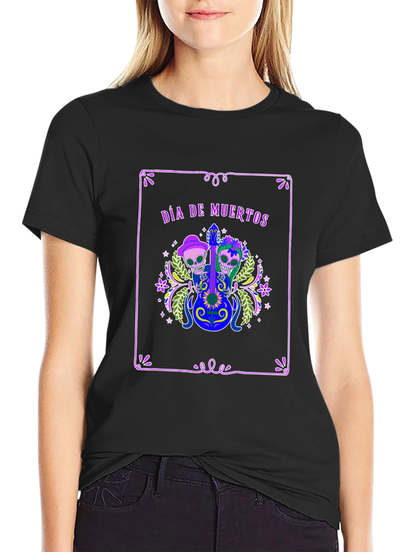 Día de Muertos T-Shirt - Skull Guitar Graphic Tee