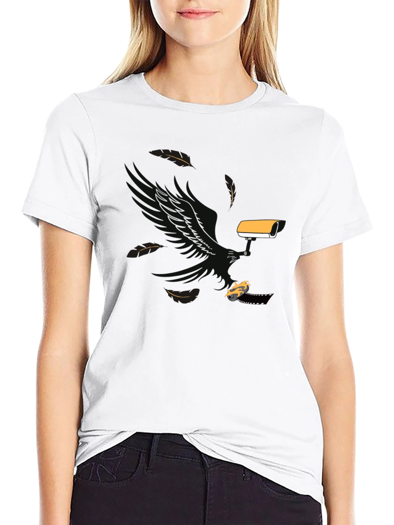 Surveillance T-Shirt: Eagle Camera & Car Graphic Tee