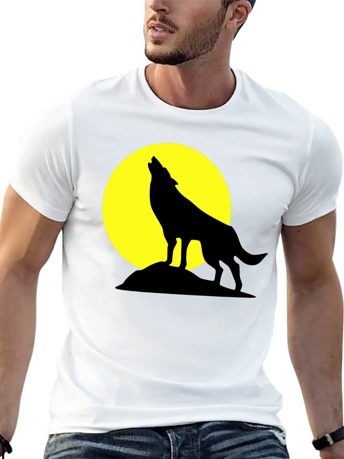 Wolf And Full Moon, Wolve Breathable Soft Cotton T-Shirt – Timeless Casual Look