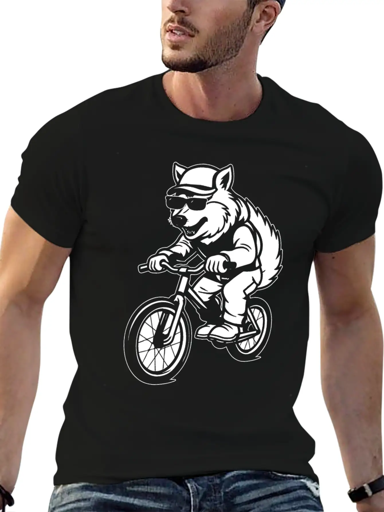 Wolf Cycling Unisex Short Sleeve Soft Cotton T-Shirt – Casual Everyday Wear