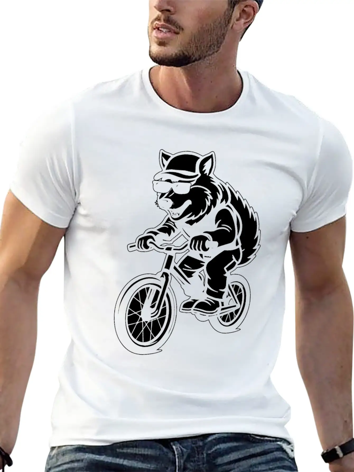 Wolf Cycling Unisex Short Sleeve Soft Cotton T-Shirt – Casual Everyday Wear